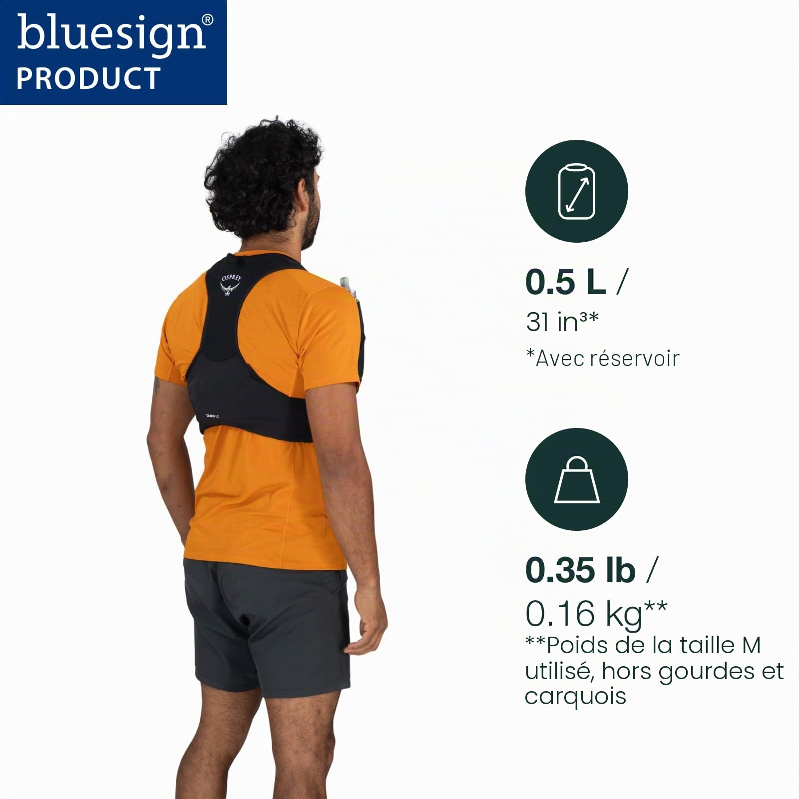 Osprey Duro LT Gilet de course homme, torse Medium (94-108cm), Sandy Grey
