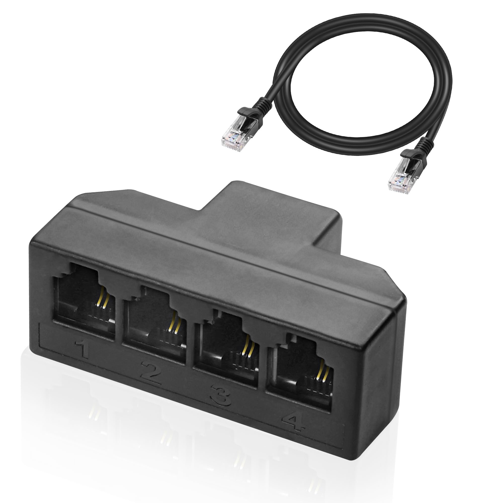 MEIRIYFA RJ45 to RJ11 Converter Adapter, Ethernet RJ45 8P8C Male to 4 Telephone Jack RJ11 6P4C Female Adapter Splitter for Network to Telephone