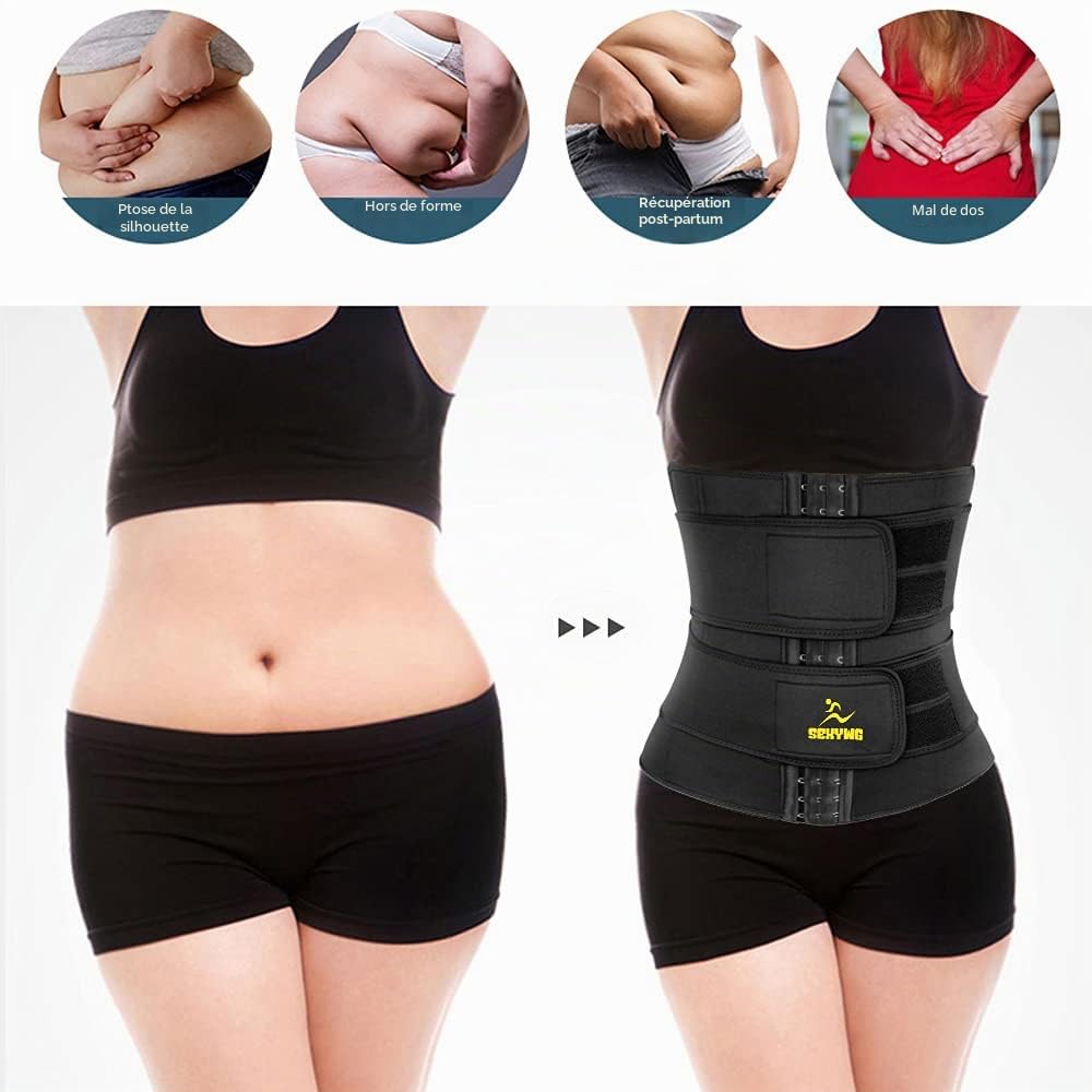 SEXYWG Ceinture de Sudation Femme Abdominale Néoprène Ajustable Corset Gaine Ventre Plat Sauna Sport Soutien du Dos
