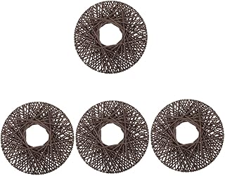 Toyvian 4 Peças Cesta Tecida Boêmia Decoração De Casa Boêmia Placa De Vime Cesta Suspensa Doméstica Redonda Cesta De Vime Pingente Mural Manual Decoração De Suspensão De Quarto Boêmia