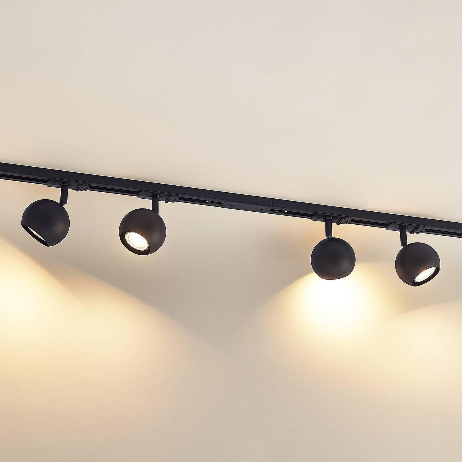 Lindby 1-Phasen Schienensystem Komplettset Metall schwarz, Deckenspot 4 flammig 4x GU10 ohne Leuchtmittel bewegliche Deckenstrahler Spots Deckenleuchte
