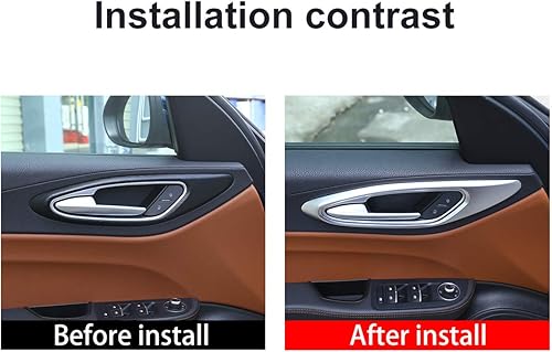 Miniatura 10 de CHEYA Adhesivo de plástico ABS para manija de puerta interior de automóvil para Alfa Romeo Giulia 2017-2020 Accesorios de automóvil (fibra de