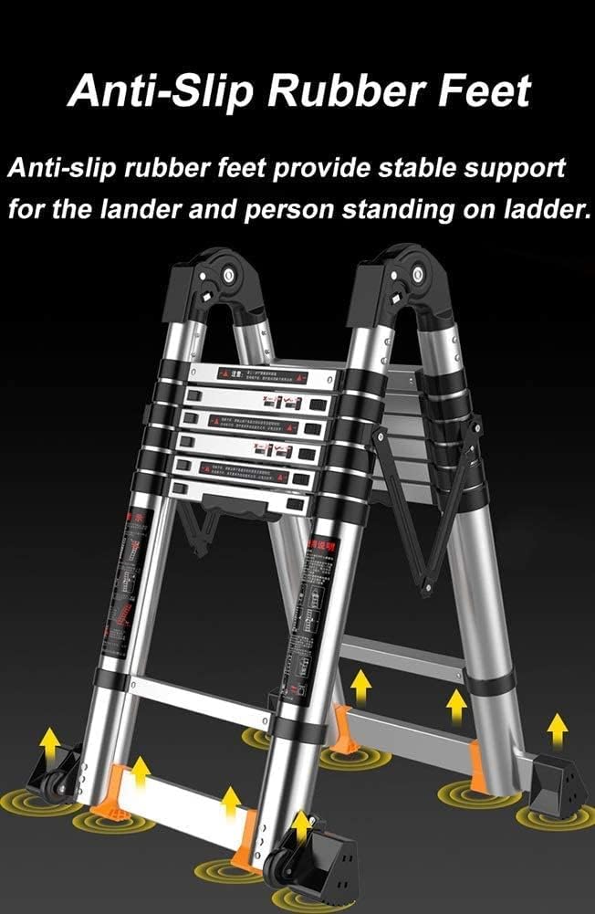 Extra Tall Aluminum Ladder,Lightweight Portable Multi-Purpose Folding Ladder A-Frame Telescoping Extension Ladder Stepladder