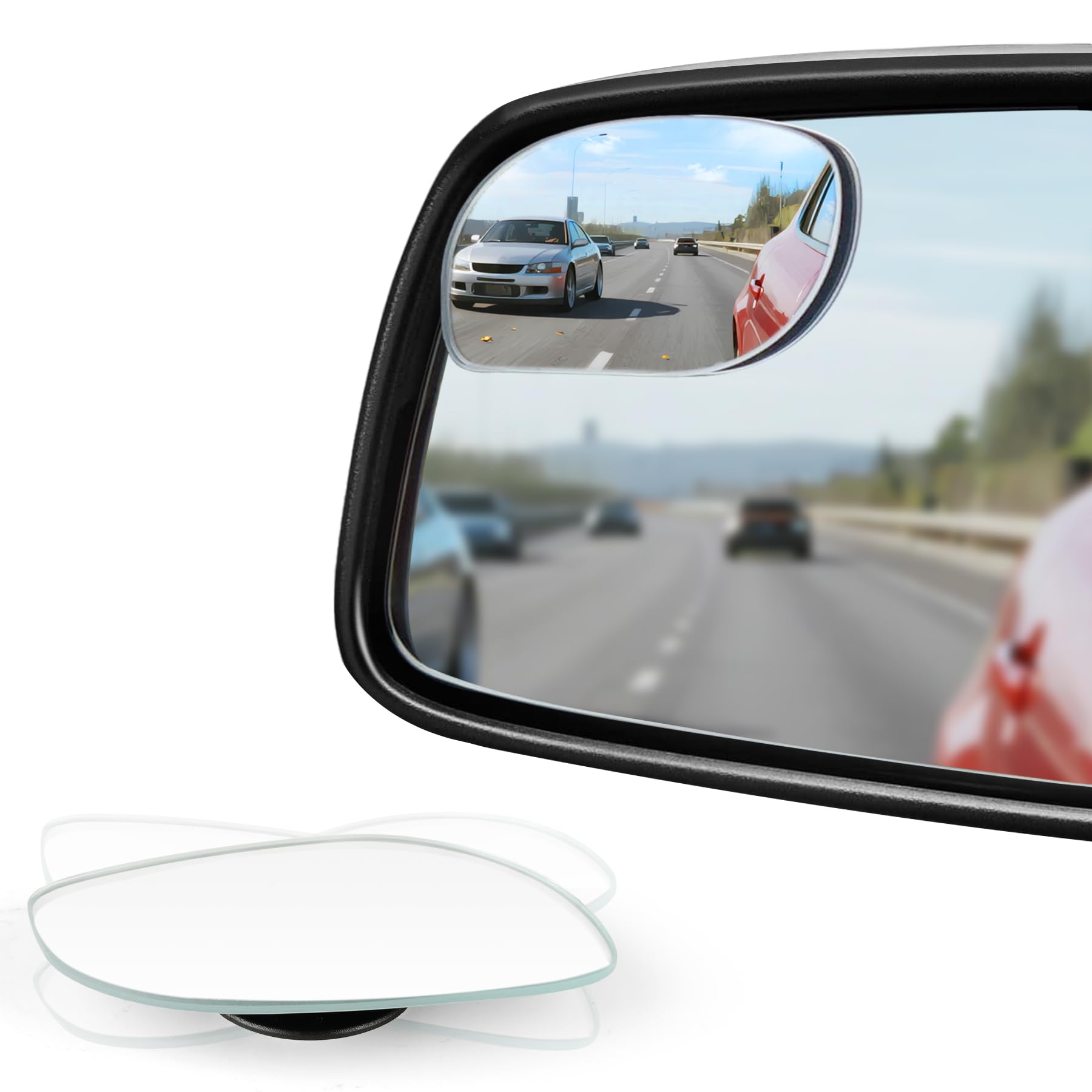 LivTee 2-Pack HD Glass Frameless Convex Blind Spot Mirrors
