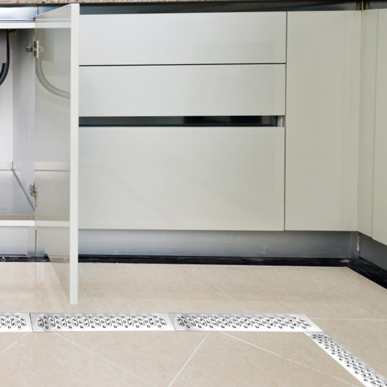 Sosoport Rejilla de Drenaje de Alcantarillado, Desagüe de Piso de Acero Inoxidable, Plata, Bloquea Hojas y Residuos, Reduce el Riesgo de Resbalones, Fácil de Instalar, para Alcantarillado