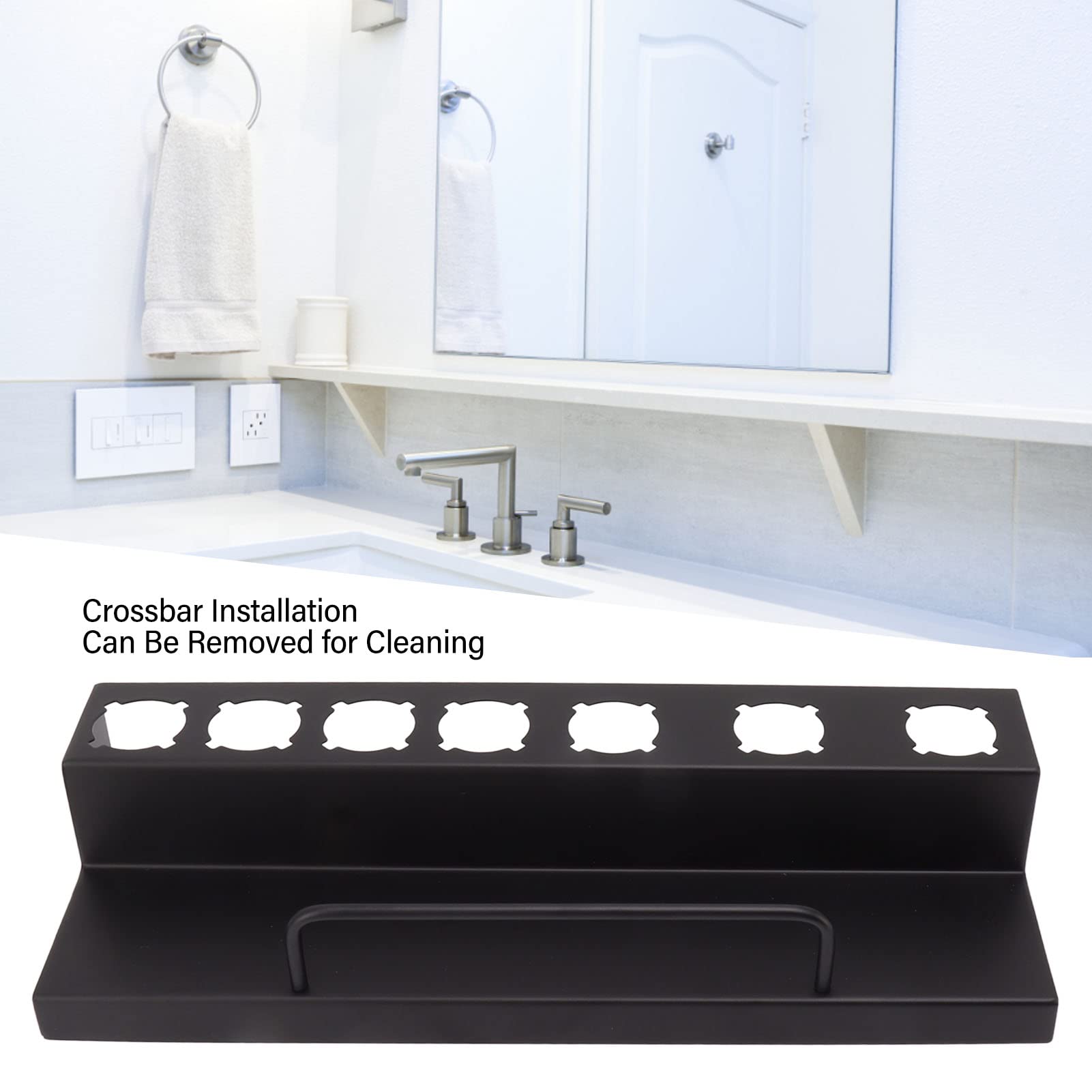 Organizador De Estante para Secador De Pelo Montado En La Pared para Rizadores, Planchas Y Planchas para El Cabello, Soporte De Almacenamiento De Acero Inoxidable con Tapete Antideslizante