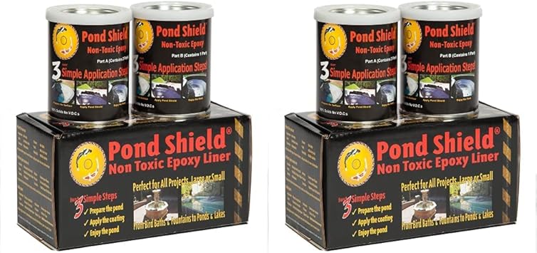 Pond Armor SKU-BLACK-QT-R Non Toxic Pond Shield Epoxy Paint, 1.5-Quart, Black & SKU-SKYBLUE-QT-R Non-Toxic Pond Shield Epoxy Paint, 1.5-Quart, Sky Blue