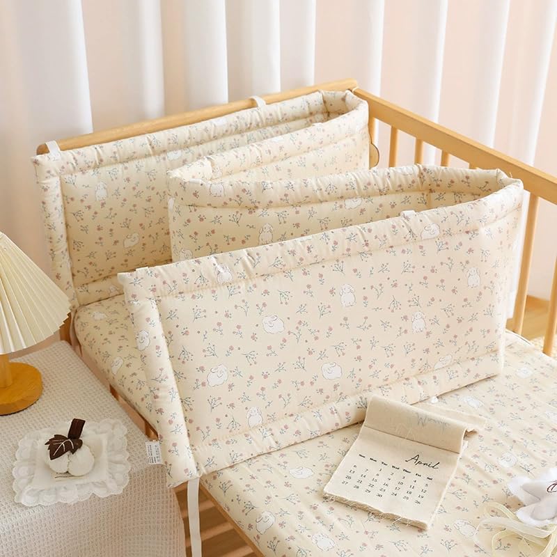 RZYW AnticolisióN Chichonera Cuna Adecuado Cojín Protección Suave Transpirable Alfombra Anticolisión para El Hogar Fácil Cojín Protector Lateral de Cama,P6,120X28cm