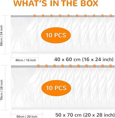 Miniatura 9 de Wevac Bolsa combinada de almacenamiento al vacío (3 jumbo, 3 grandes, 3 medianas, 3 pequeñas)  Ahorro de espacio con bomba de mano  Sello de doble