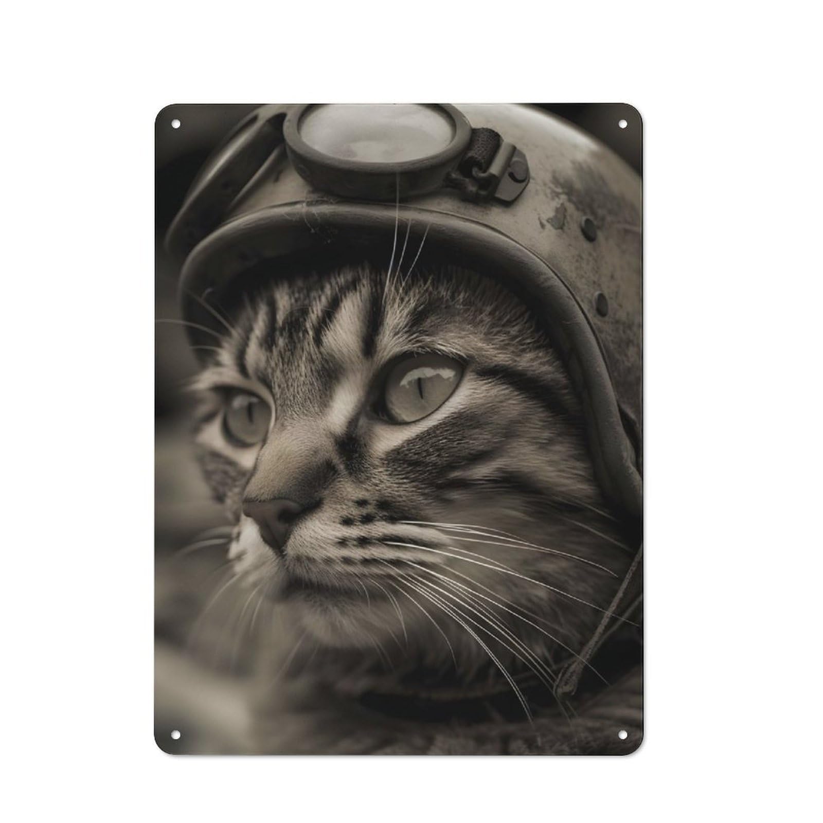 Junmoney Cute Kitten At Arms Ww2 Industrial Tin Wall Sign 40X30cm Featuring Urban Room Decor For Workspace, Cafe, Hallway Or Garage