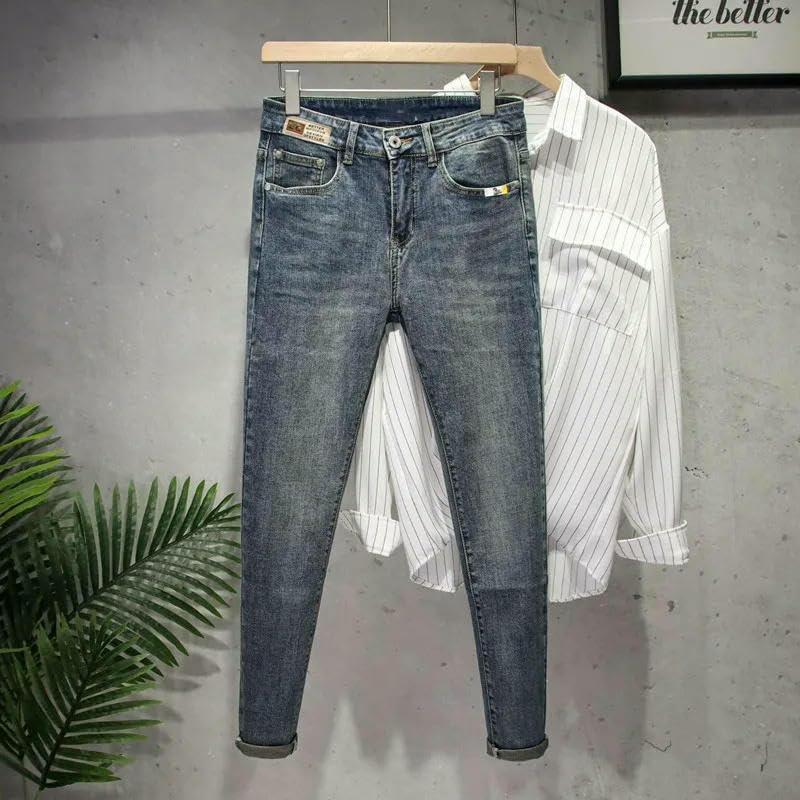 Jeans for Men Retro Korean Slim Fit Leg Pants Blue Straight Jeans Casual Pants Tapered Denim Trousers2