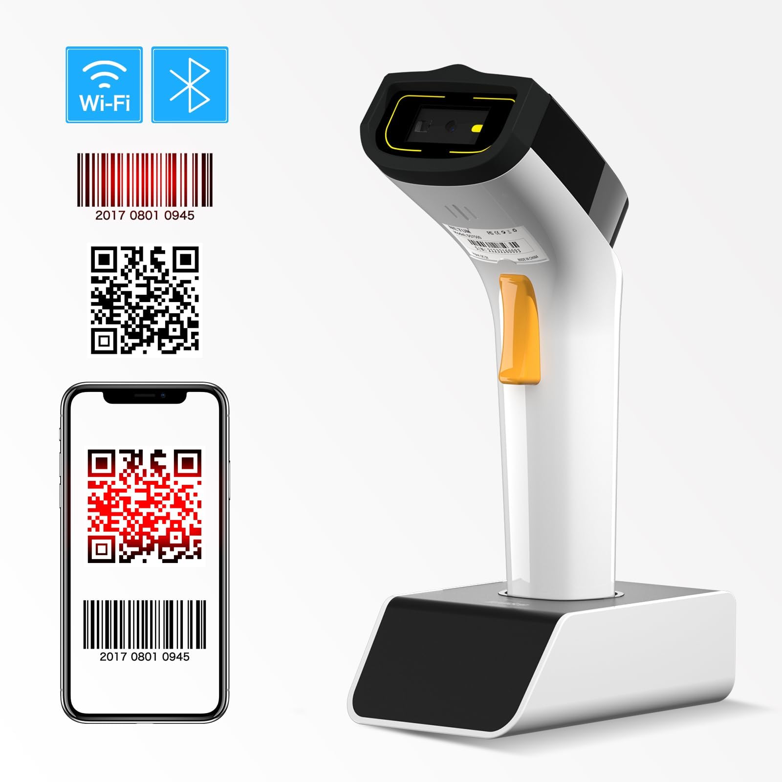NetumScan Scanner automatico di codici a barre 1D/2D - Lettore QR wireless Bluetooth/Wi-Fi TCP/UDP gestione inventario POS compatibile con computer, tablet, iOS