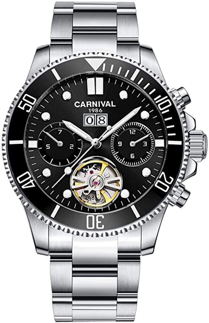 Brand Luxury Luminous Waterproof Watch Mens Automatic Mechanical Wrist Watch Silver Stainless Steel