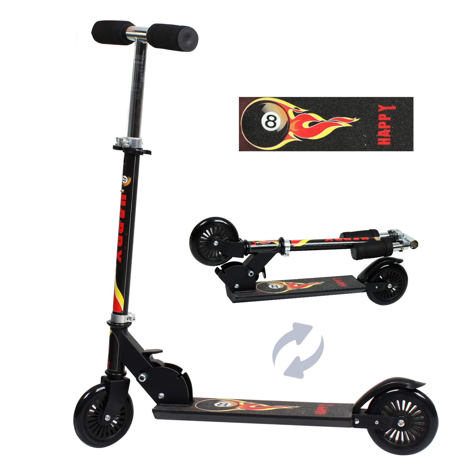 Foldable Scooter for Kids, 2 Wheeled Lightweight Portable Scooters, Rear Fender Brake, Adjustable Height Children Kick Scooter, Support 110lb，Best Gifts for Boys and Girls Over 3 Years