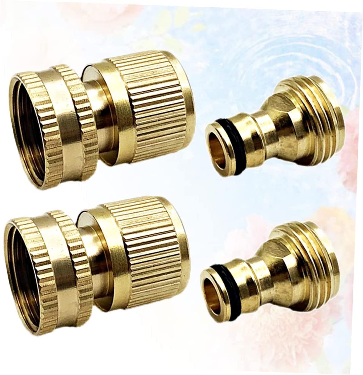 4 Set Raccordo per Tubo dell'Acqua Raccordo per Tubo Flessibile da Giardino Connettore Rapido per Tubo da Giardino Raccordo per Tubo da Giardino Connettore Rapido in Ottone Tubo dell'Acqua Dorato in