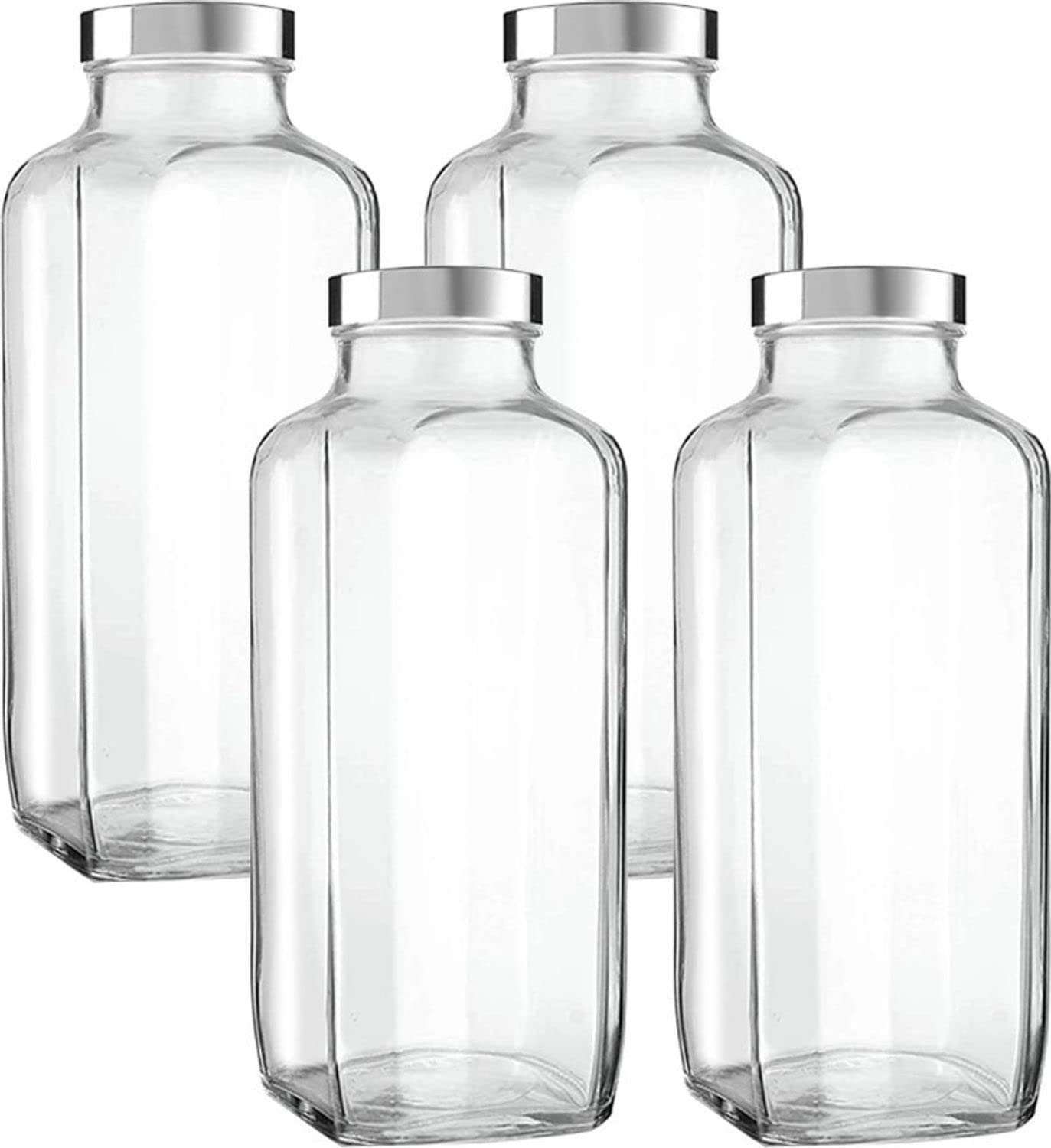 Glass Water Bottle , 1000ml, Pack Of 4, Transparent