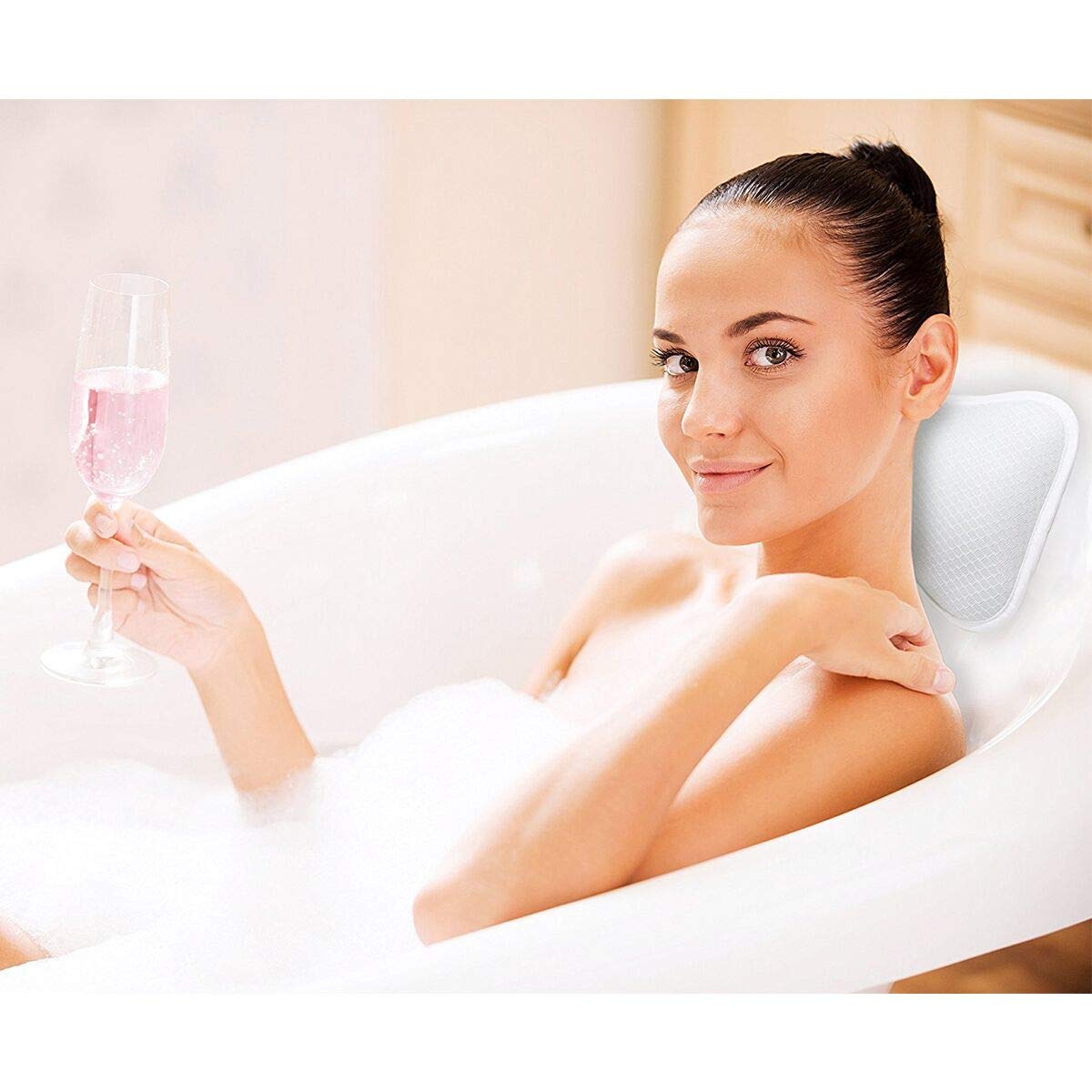 Oreiller Baignoire Appui-Tête - Coussin Ventouses Anti-Glisse - Confort Bain Détente