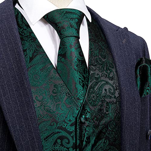 Image of Barry.Wang Formal Men Flower Vest Paisley Jacquard Silk Ties Suit Waistcoat Set Wedding 5PCS