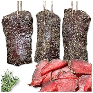 Luftgetrocknetes Rindfleisch „Jarl“ – mit Kräutern verfeinert- Wurstwaren 400g - Trockenwurst - Rohwurst - Dauerwurst am Stück - Trockenfleisch - getrocknete Wurst Snack