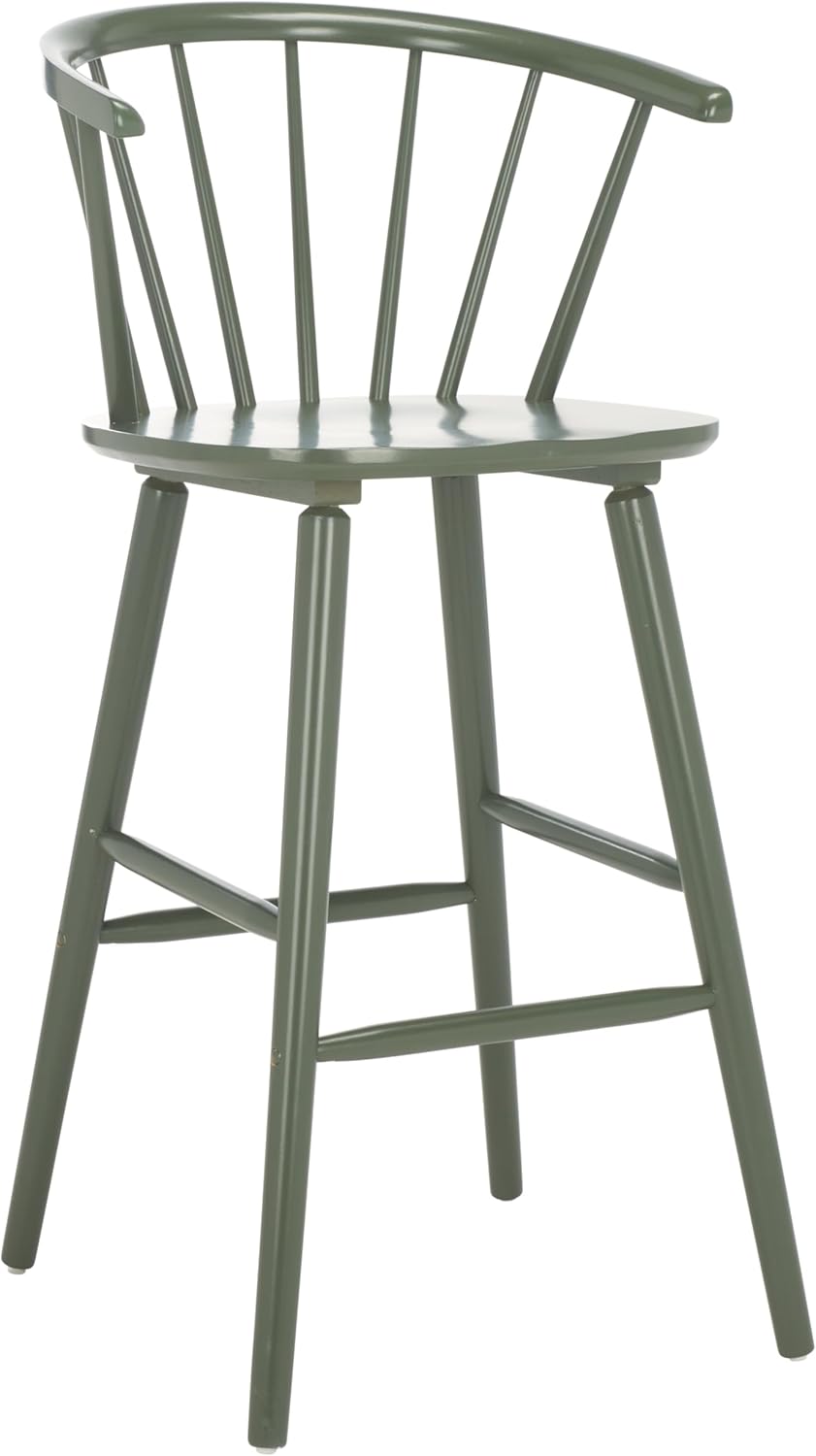 SAFAVIEH Home Collection - Blanchard Bar Stool Set of 2, Dusty Green Solid Wood, 29-inch Seat Height, Farmhouse Windsor Spindle Back Design (BST8507H-SET2)
