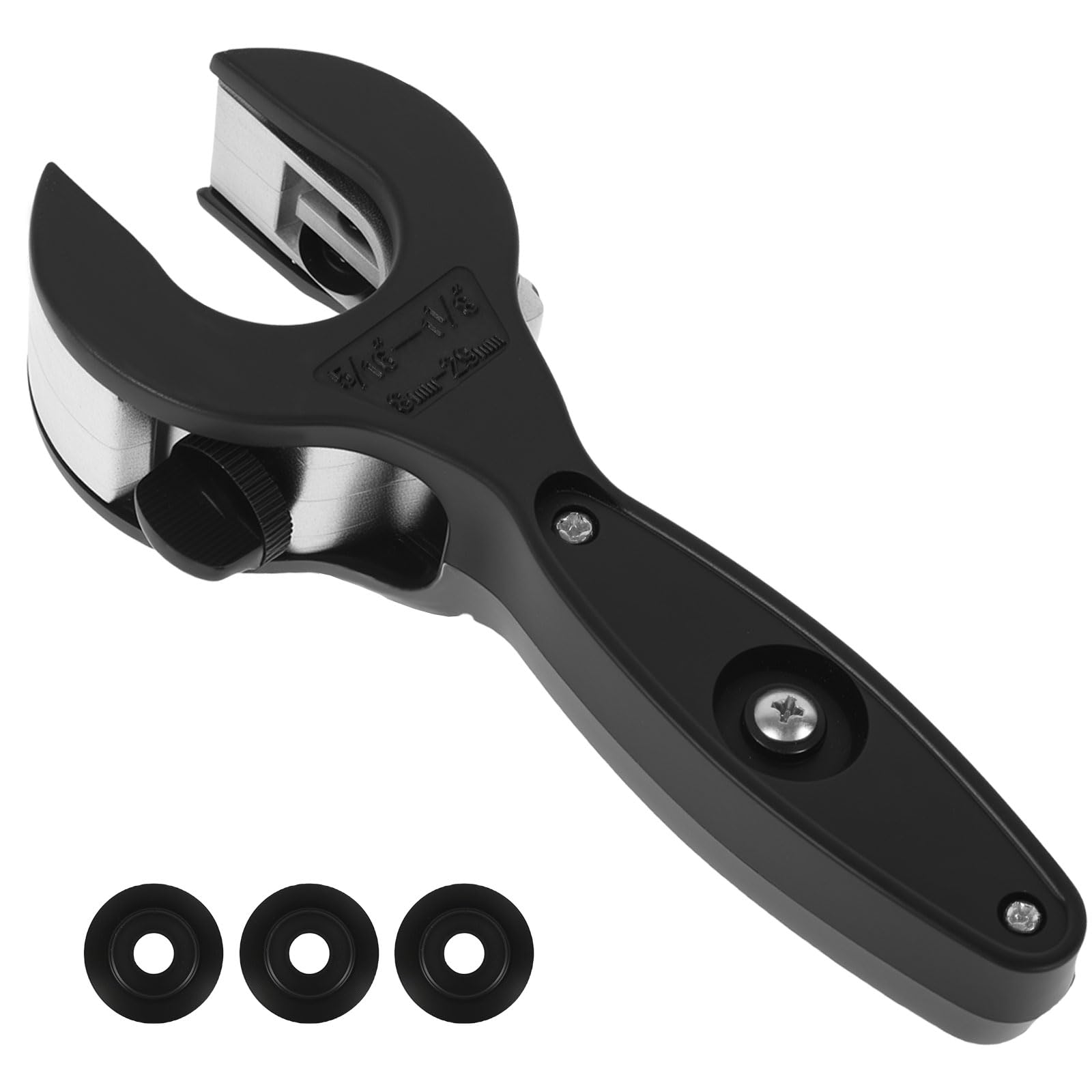 Grzechotkowy obcinak do rur – regulowany obcinacz do rur miedzianych 5/40.6 cm do 1-1/20.3 cm, kompaktowy frez do rur z bliskiej czwartości, z 3 wymiennymi ostrzami do cięcia rur miedzianych i