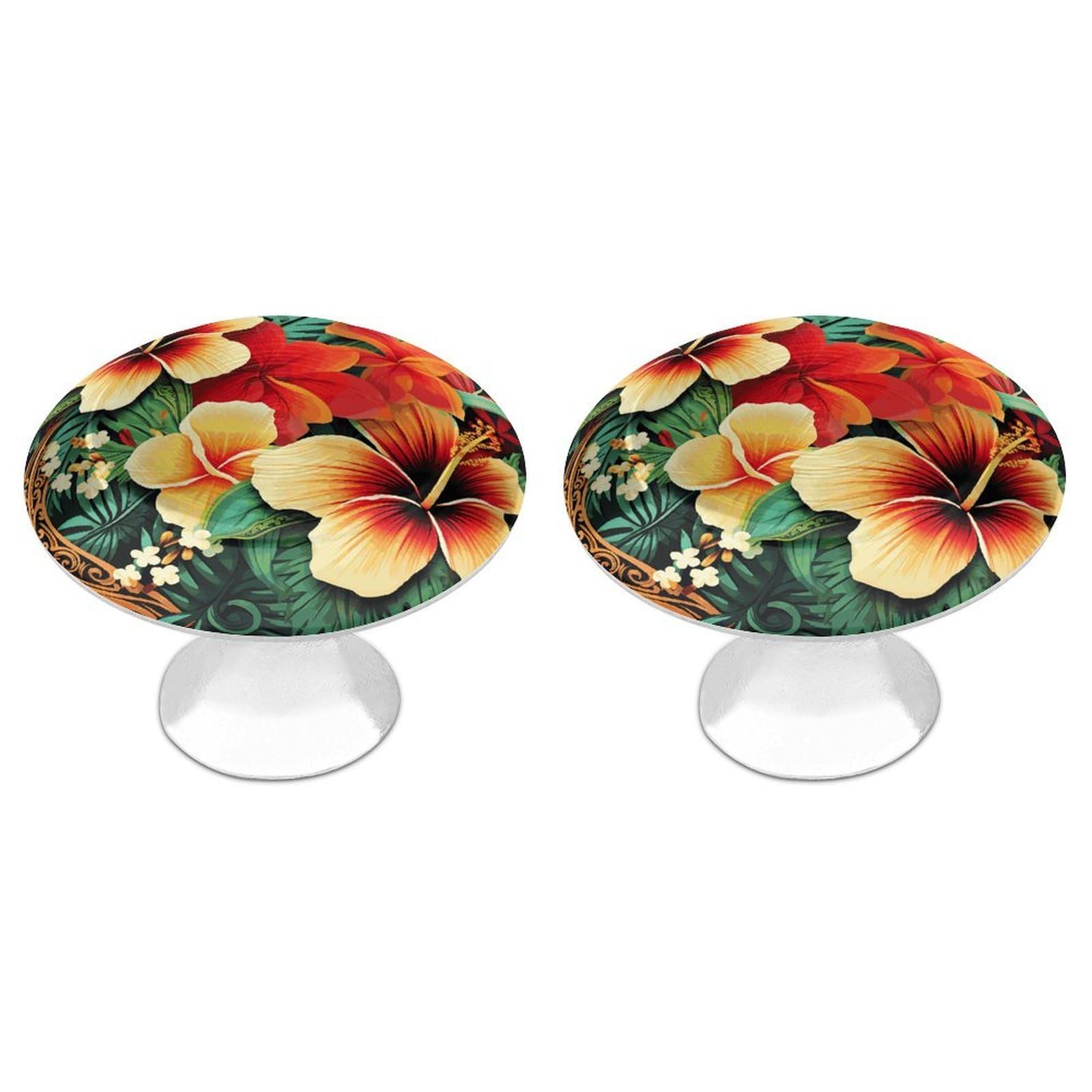 Btcowzrv Style Hawaiian Print Pattern 2 Pack Cabinet Knobs Drawer Pulls