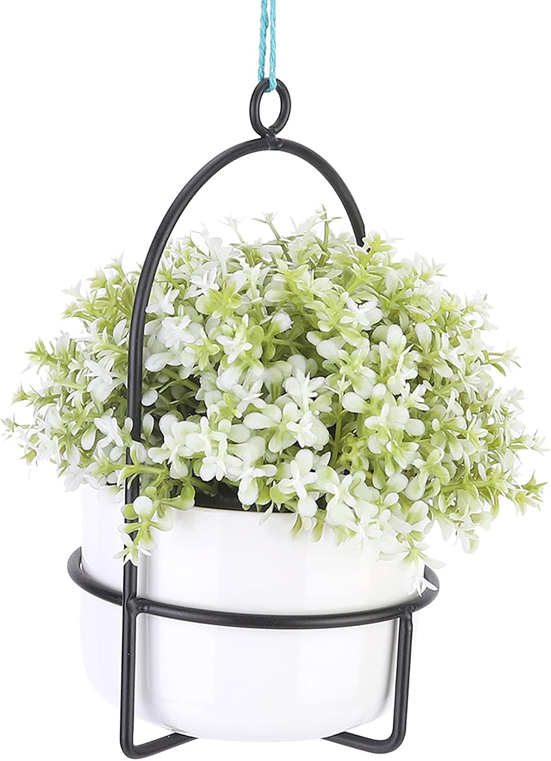 Hanging Planter, Round Metal Plant Hanger with Ceramics Plant Pot, Modern Wall and