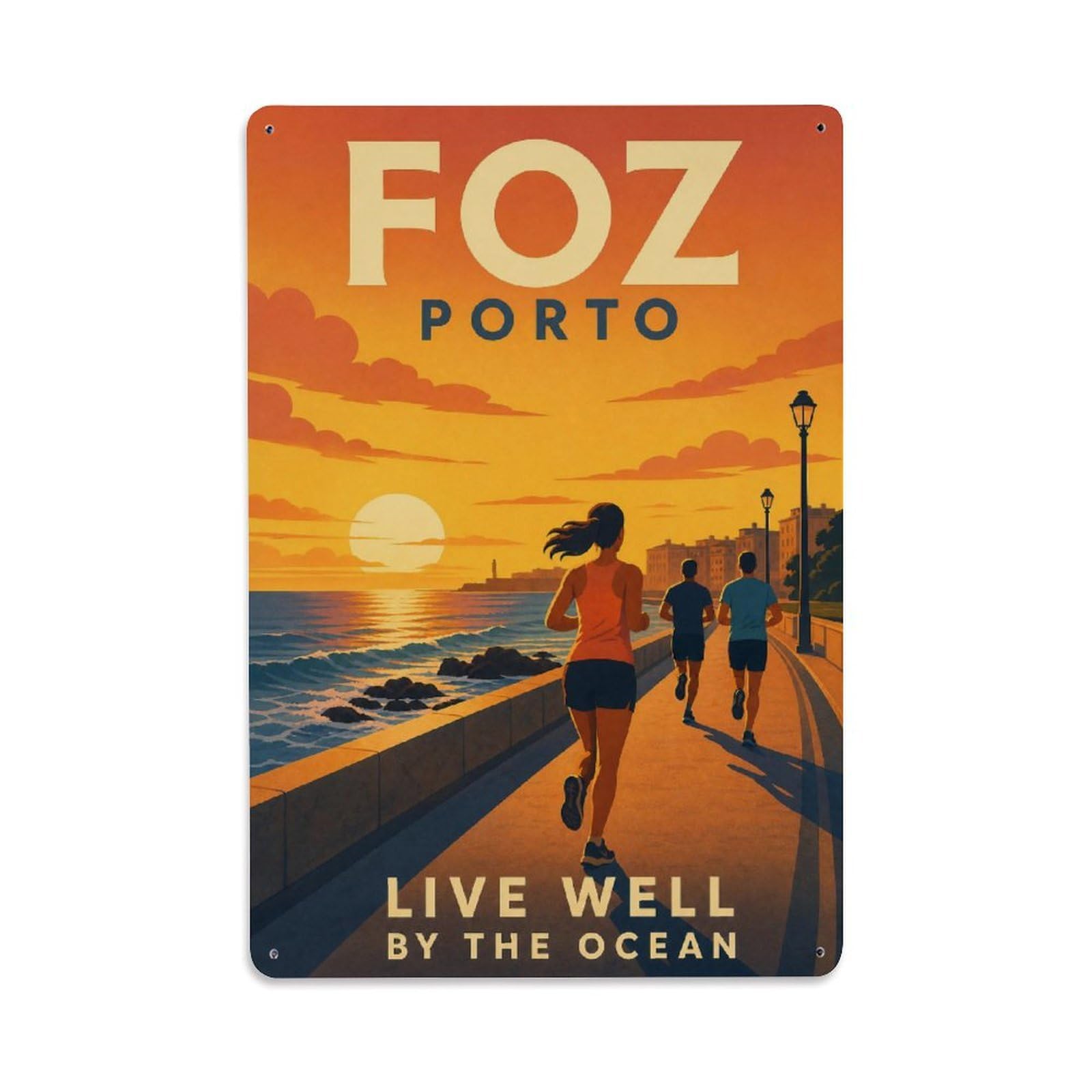 Metal Tin Sign Portugal Vintage Travel Foz