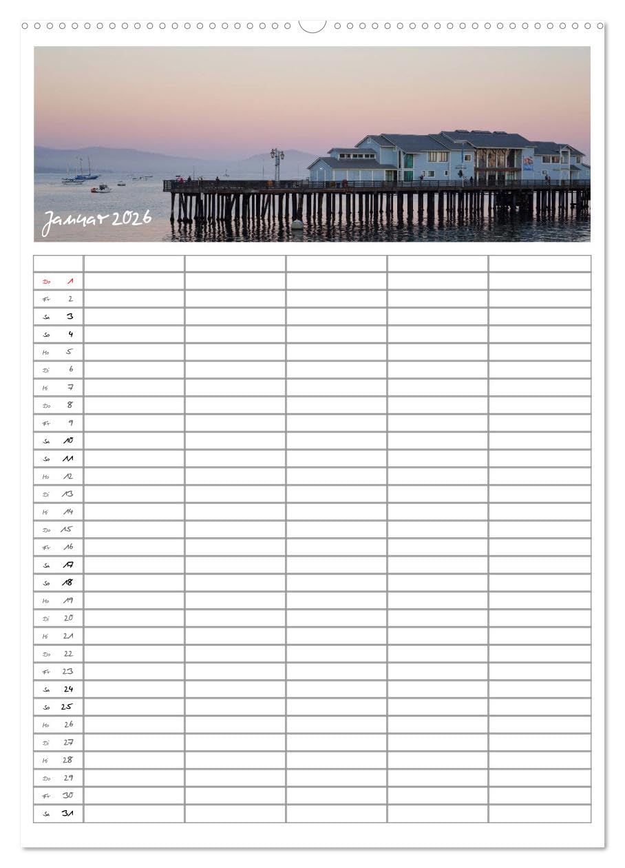 Kalifornien - Familienplaner 2026 (hochwertiger Premium Wandkalender 2026 DIN A2 hoch), Kunstdruck in Hochglanz: Familienplaner Kalifornien (CALVENDO Orte)