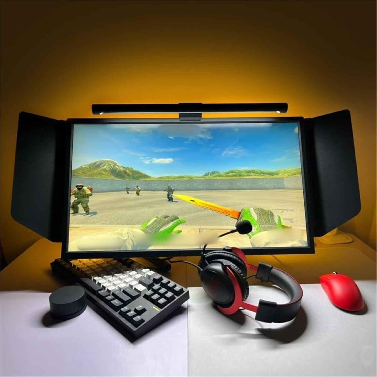 Parasole for Computer Desktop, Cappuccio for Monitor Video antiriflesso | Pannello laterale con ombreggiatura display for computer pieghevole da 24-25 pollici,angolo di regolazione di 180°(A set)