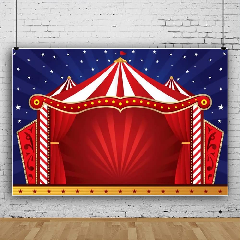 Toile Fond Photo Cirque 3x2.5m - Décor Carnaval Fête Thème Vintage