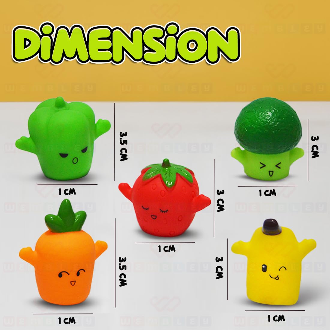 Wembley 5Pc Finger Puppets for Kids| Soft Squishy Toy Set| Easy to Slide Hand Puppets| Set Interactive Storytelling Role Play Fun for Boys, Girls and Toddlers (Fruits & Veggies) 2