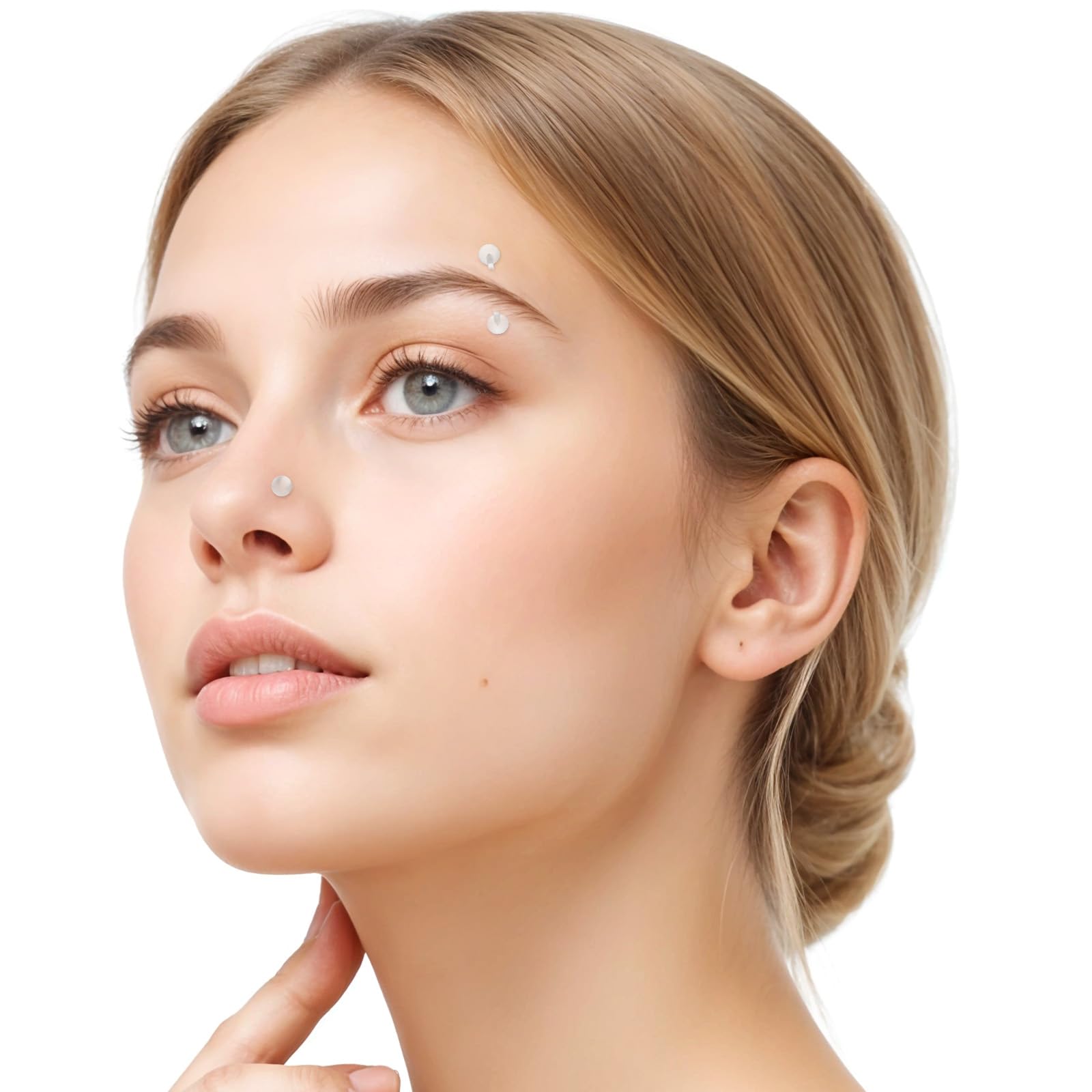 Tucnoeu 44-częściowy zestaw przezroczystych kolczyków do nosa, akrylowy, przezroczysty, piercing do brwi, wargi, nosa, języka, pępka, zestaw do piercingu, do pracy, chirurgii