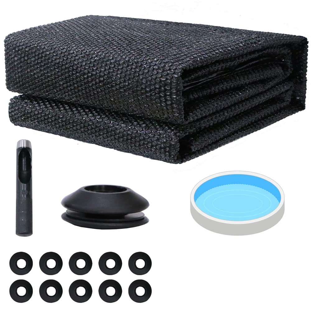Mucola Solarfolie Pool rund Ø 457 cm Schwarz inkl. 10 Ösen & Werkzeug | Poolabdeckung Solarplane Pool Abdeckplane PVC PE-Folie Luftkammern 120 My | Wärmefolie Poolfolie Solarheizung zuschneidbar