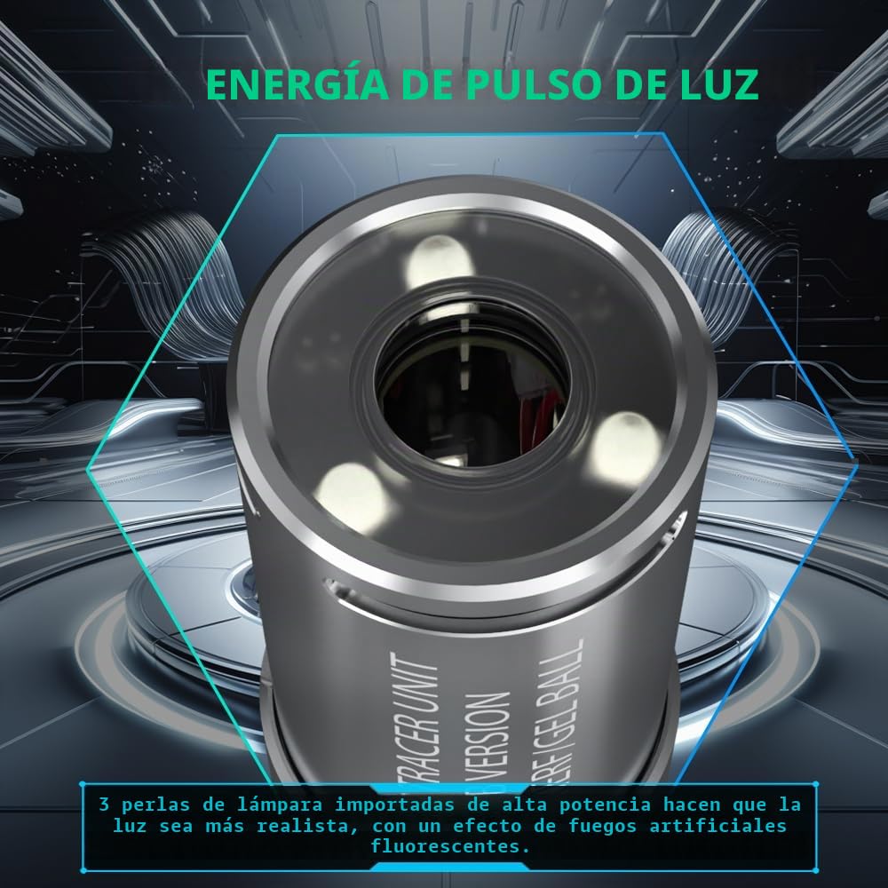 RGB+ Airsoft Tracer, Spitfire Tactical Tracer Unidad para Airsoft/NERF/Gel Blaster, Tracer y Arco Iris Modos Trazador, Modo Trazador, Modo Arco Iris y Siete Modos Monocromo disponibles (Plata)