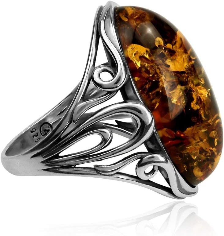 Ian and Valeri Co. Baltic Amber Sterling Silver Oval Large Ring - Image 2