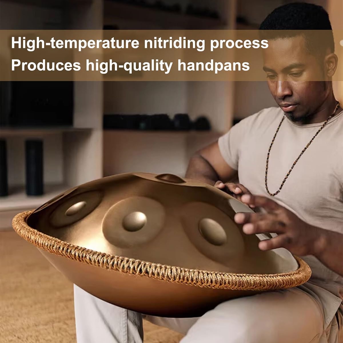 Tambour Handpan En Acier 440 Hz avec sac à main souple, 2 maillets, support, 22 Pouces Tambour À Main, instrument de percussion pour La Méditation, Le Yoga 9/10/12 Notes(Silver,12 Notes)