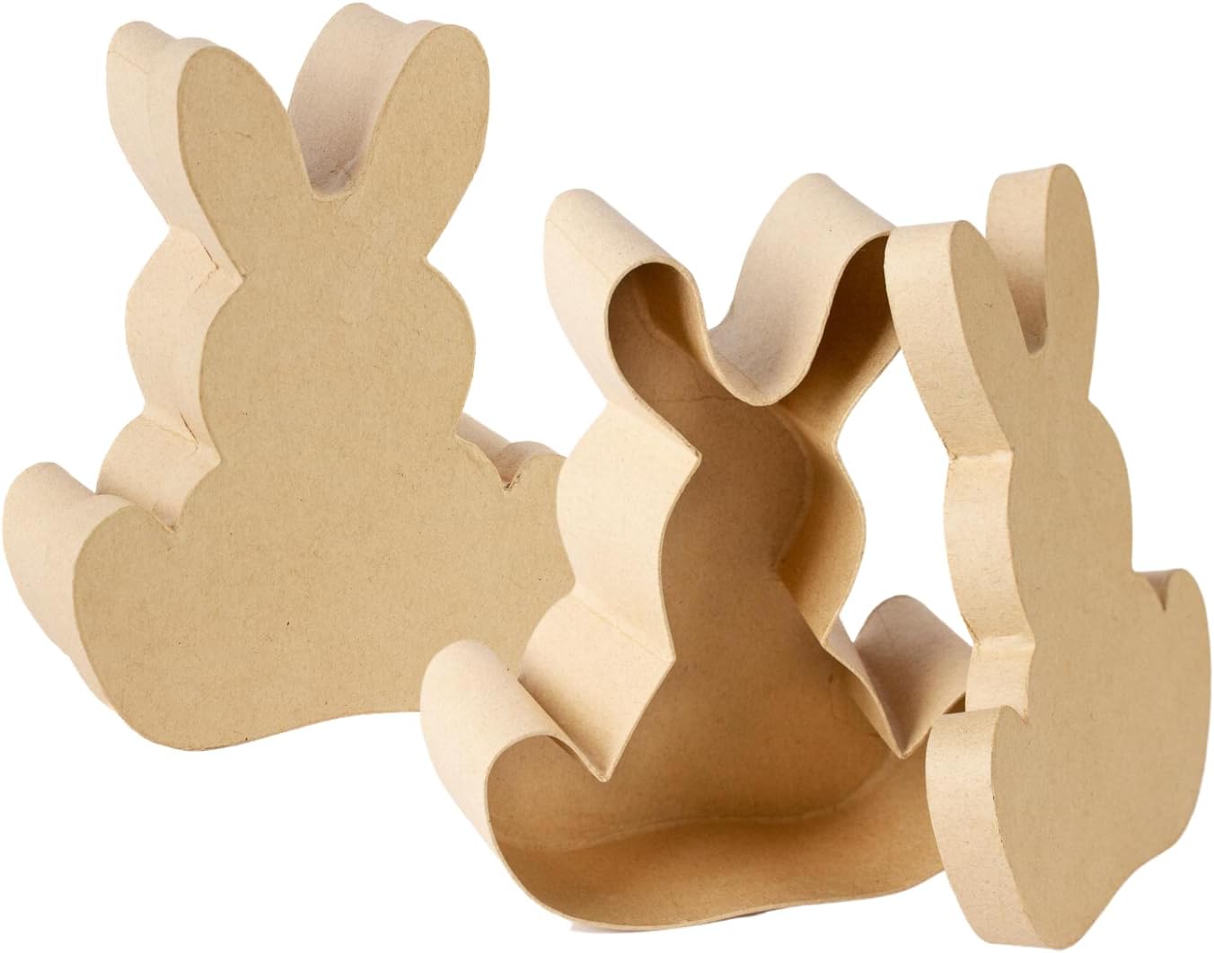 Pack of 2 Unfinished Paper Mache Bunny Rabbit Boxes for Easter or Baby Shower Party Decorations - DIY Ready to Decorate Premade Craft Boxes (8" x 6-1/2" x 2-1/2")