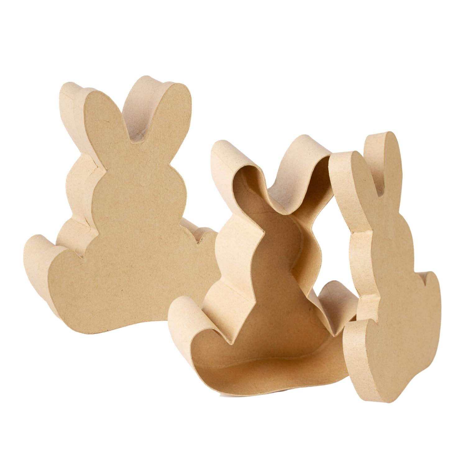Pack of 2 Unfinished Paper Mache Bunny Rabbit Boxes for Easter or Baby Shower Party Decorations - DIY Ready to Decorate Premade Craft Boxes (8