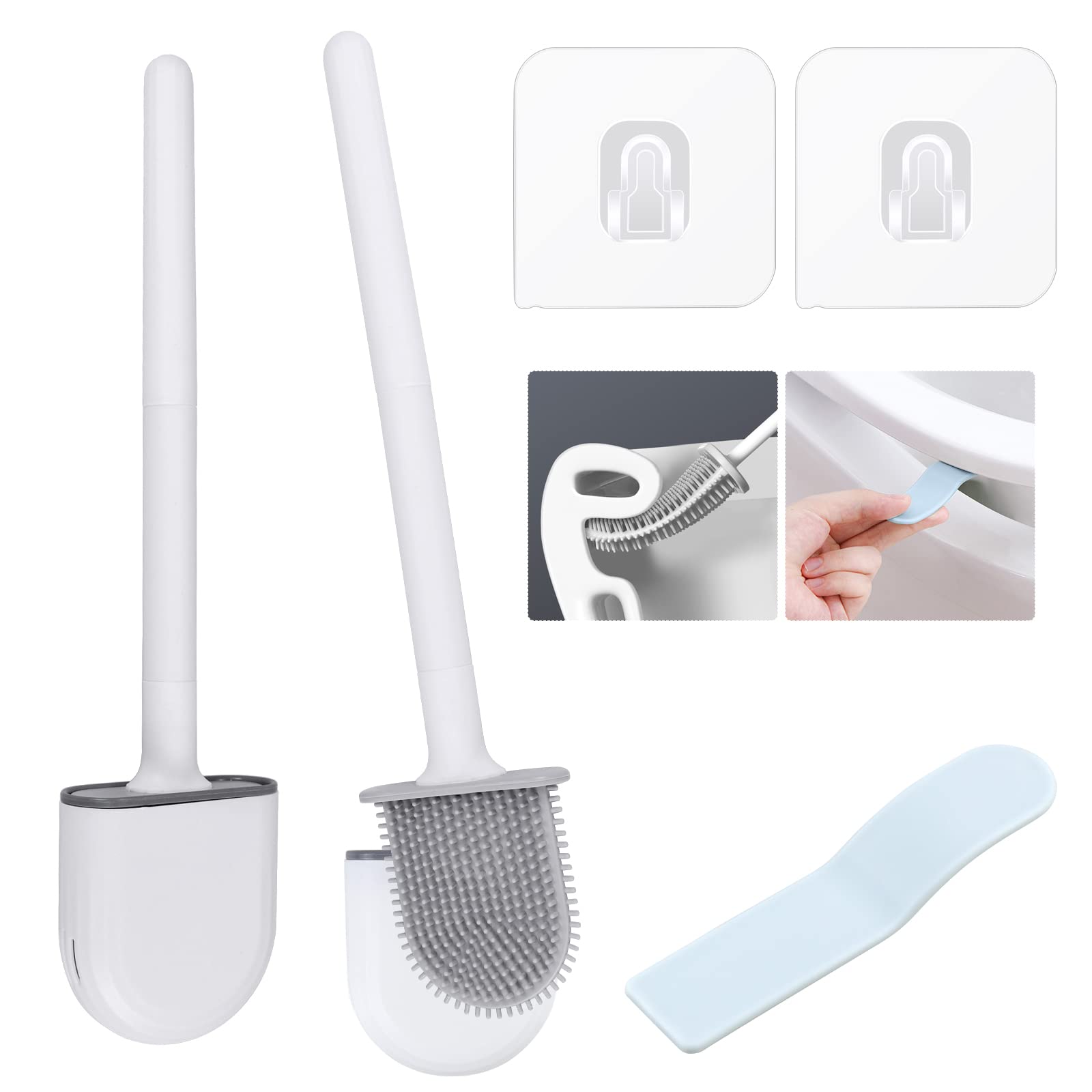 Buy Yotako 2 Pack Silicone Toilet Brush and Holder Set, Flexible Toilet Brush for Bathroom