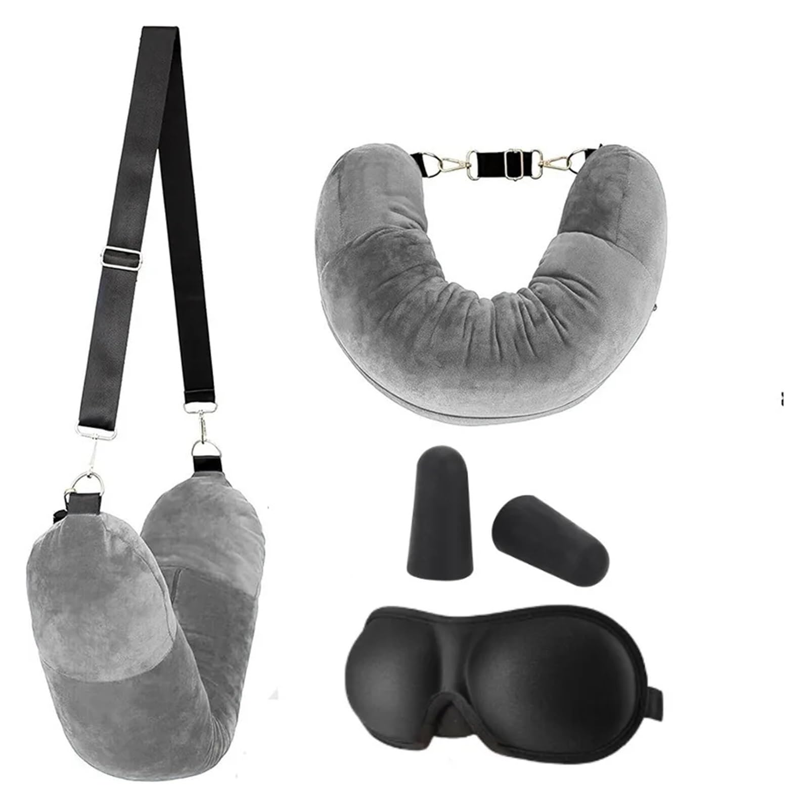 Almohada Viaje Almohada Plegable de vellón, Recargable, Bolsa Viaje, Color sólido, Suave, for el Cuello, Accesorios(Style Set-A)