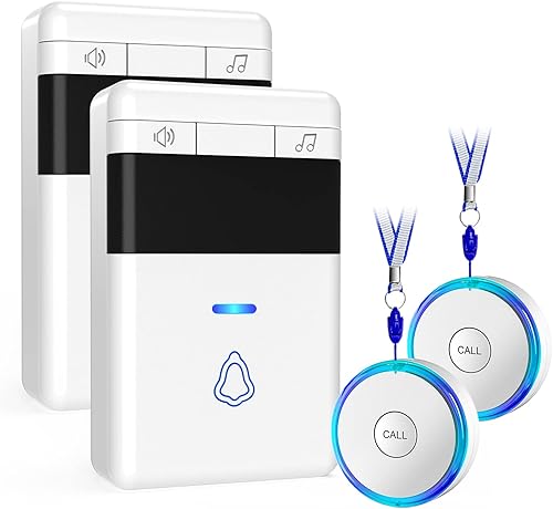 Buscador de cuidadores, botón de llamada inalámbrico para ancianospersonas mayores en casa, sistema de alerta de vida médica de 500 pies con 2