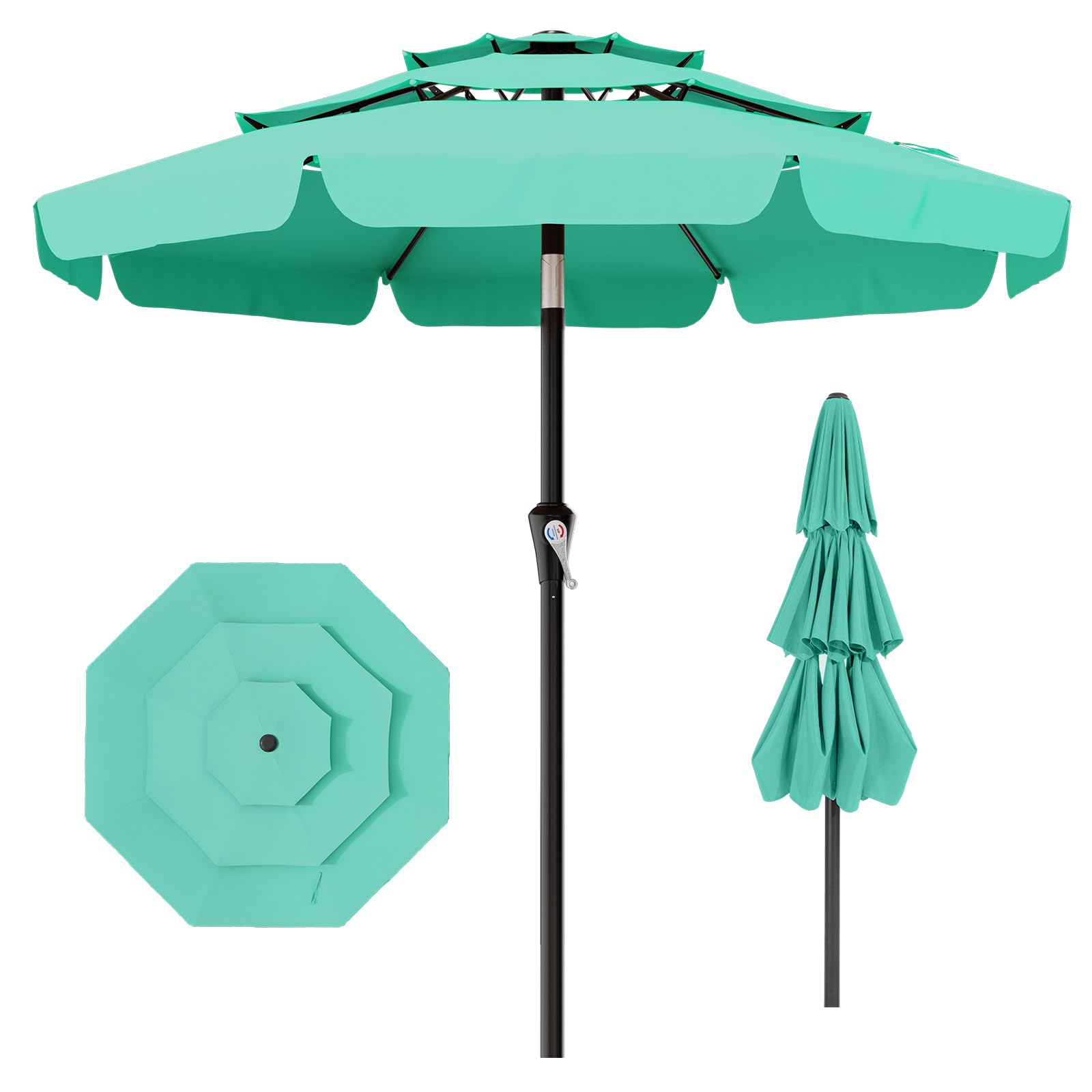 green patio deck umbrellas with valance AreShark 9FT 3-Tiers Umbrella Valance, Outdoor with Crank/Tilt, Table Market Umbrella Vented w/ 8 Sturdy Ribs for Garden, Deck, Backyard, and Pool, Aqua Sky : Patio, Lawn Model:10000H Arthur Dog Accessories Bag 45 percent poly customleather