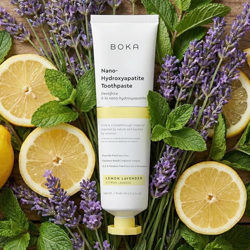 Image of Boka Fluoride Free Toothpaste, Nano Hydroxyapatite Toothpaste, Appropriate for Sensitive Teeth - for Adult Oral Care - Lemon Lavender Flavor, 4 Fl Oz 1Pk