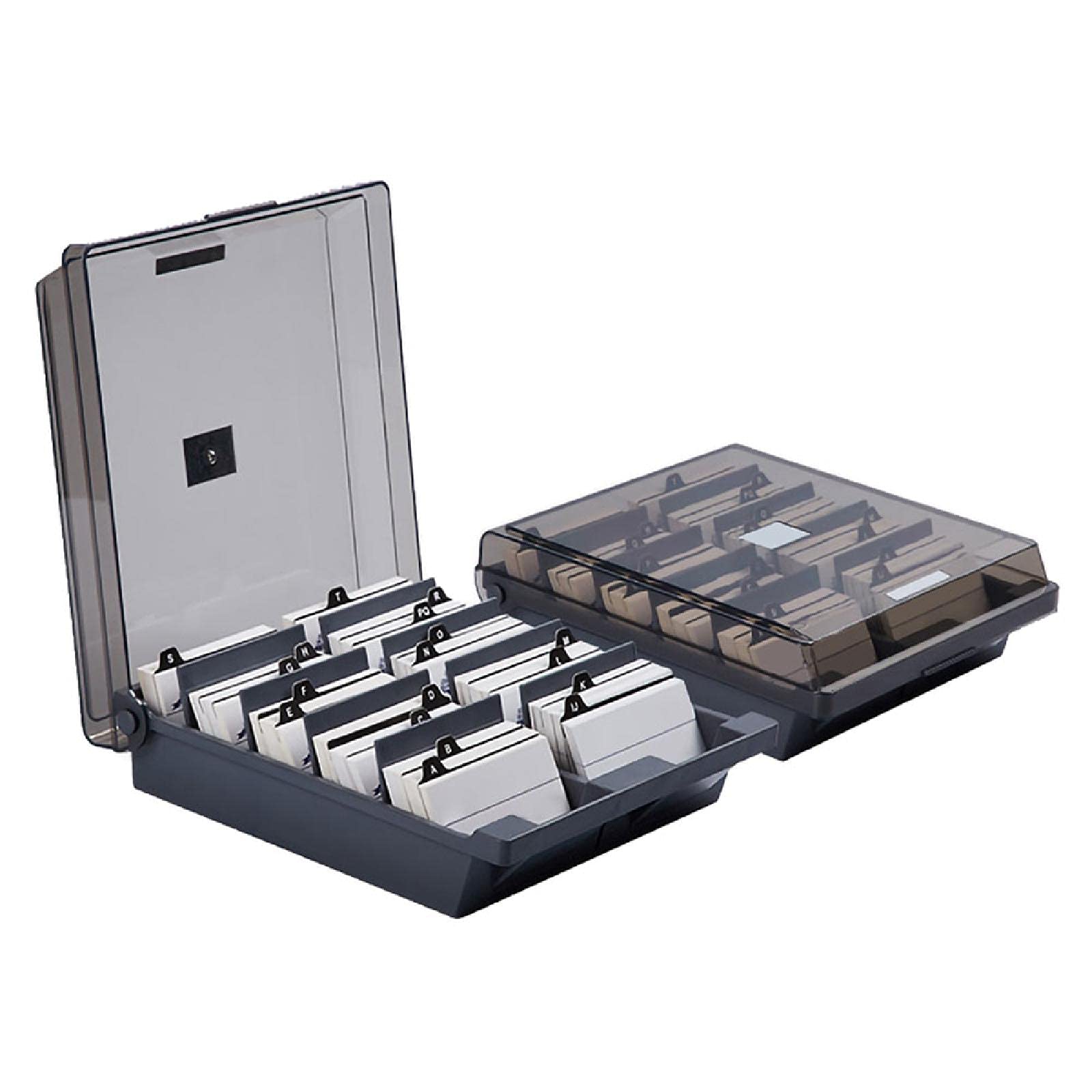 Scrivania Bussiness Name Card Organizer Index Record Holder Box con divisori e schede indice di classificazione dell'alfabeto A-Z (schede di nome non incluse).