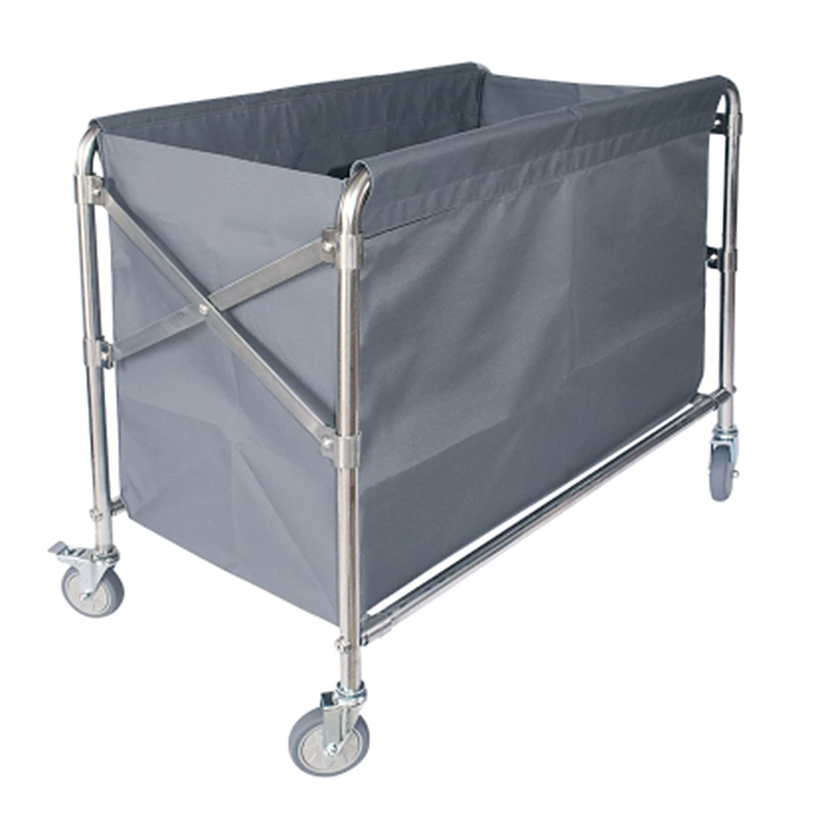 DFEDHF Utility Cart Organizer Storage Trolley Service Cart Commercial Foldable X-Cart with Wheels and Handle, Laundry Hamper Trolley for Hotel Cleaning/Bathroom, 200kg Weight Capacity, Bl(Gray)