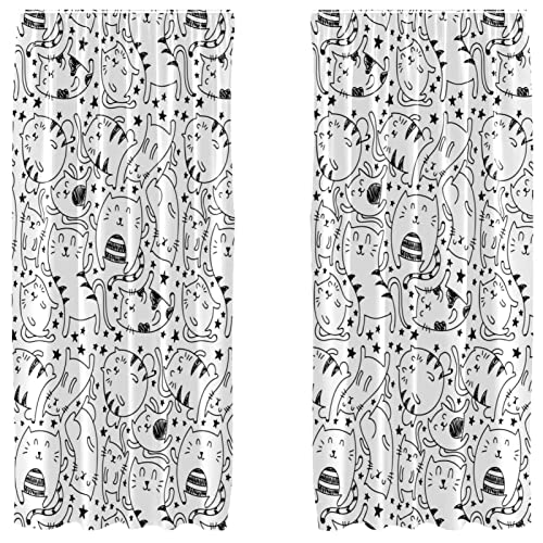 Cortinas opacas de microfibra Simple Cats con acabado suave y caída elegante 2