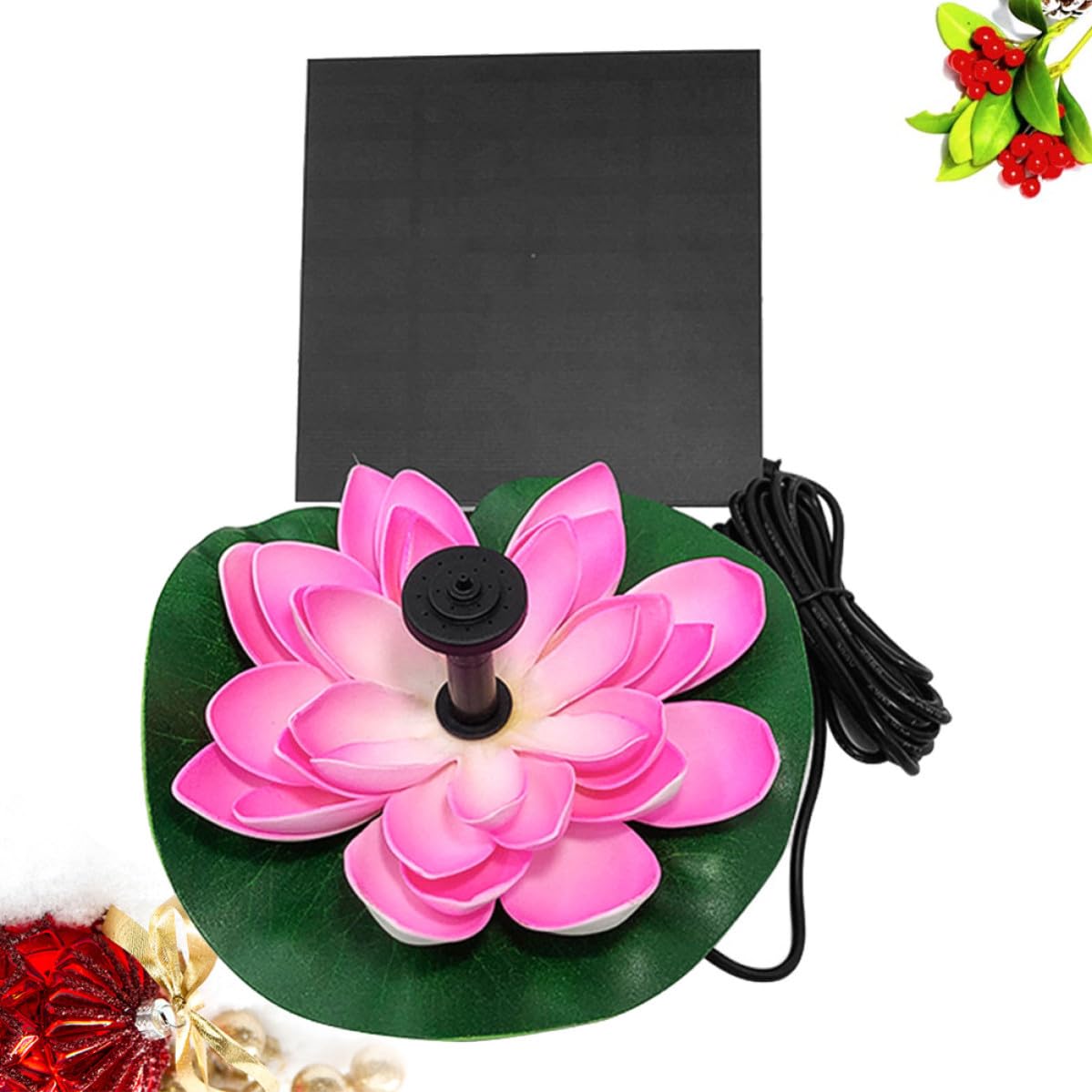 Happyyami Pompa per Laghetto con Fontana Solare a Loto, Irrigatore da Giardino per Acquari Esterni