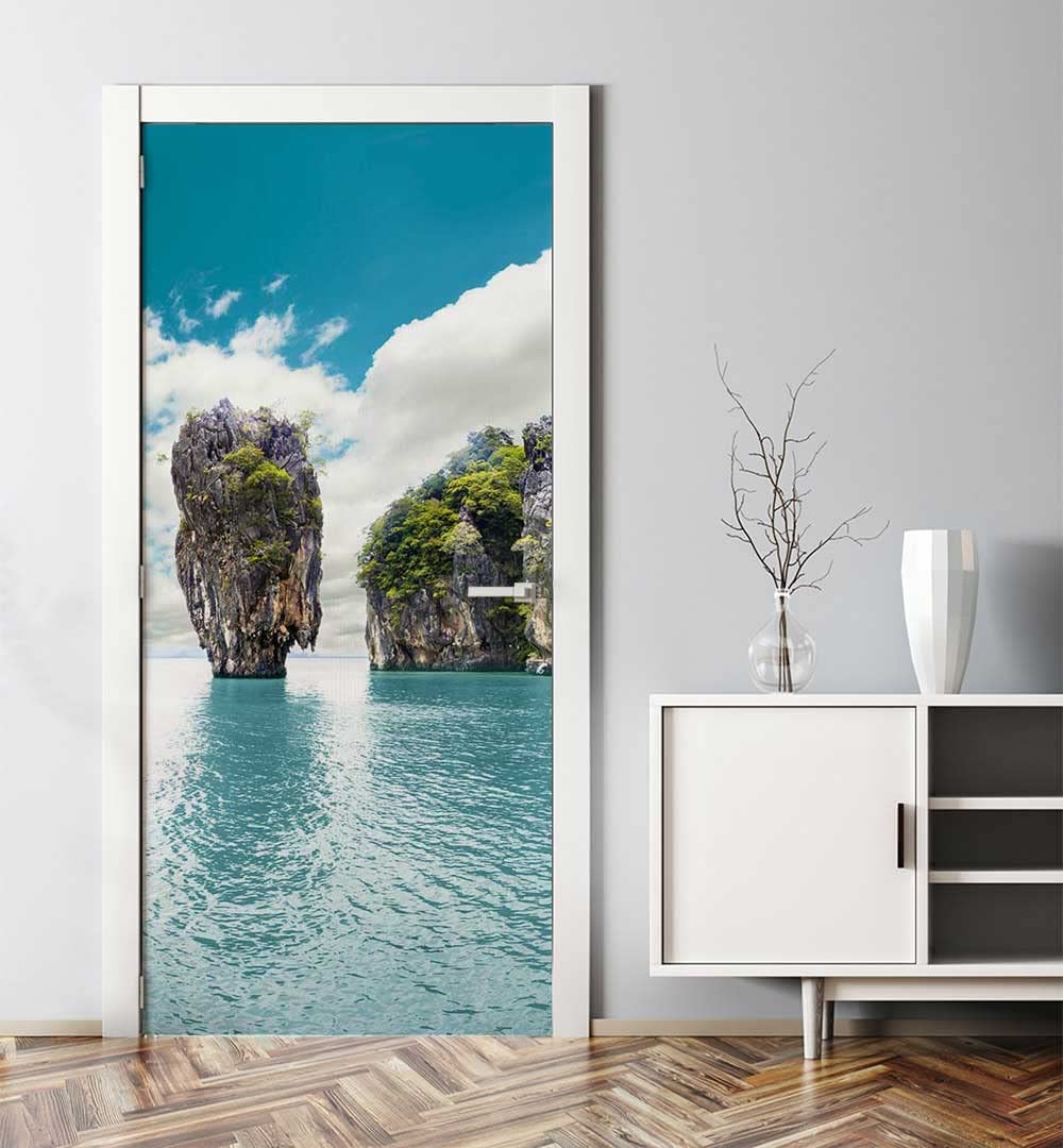 MyMaxxi Türtapete selbstklebend - Einteilige Türfolie 90x200 cm - Motiv: Strand Berge Türklebefolie zum verschönern & bekleben der Tür - Türaufkleber aus Klebefolie