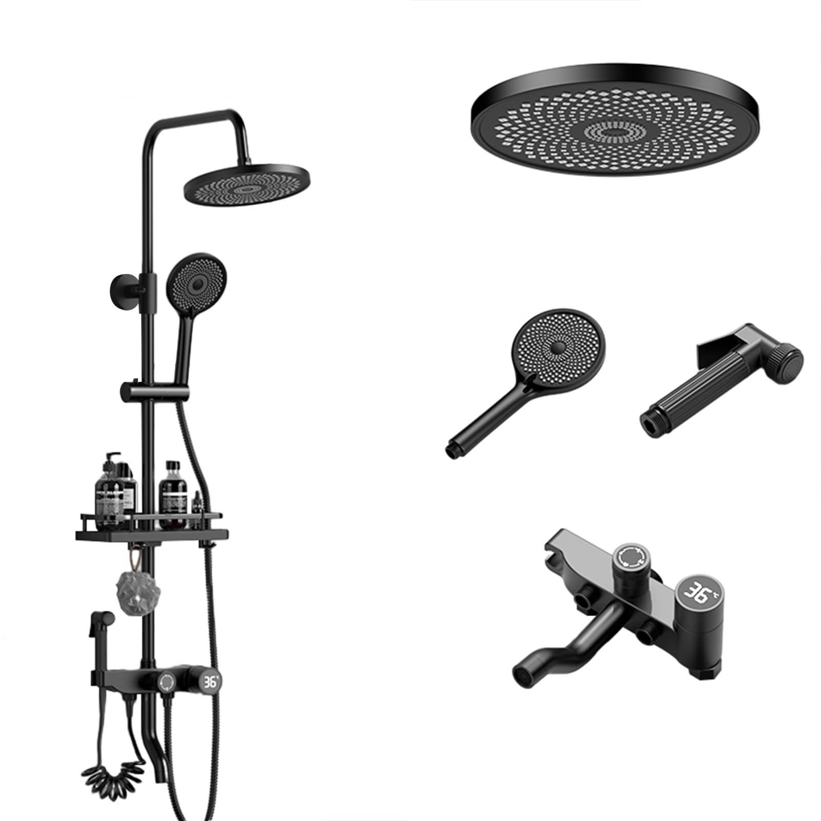 Colonne de douche anti-calcaire en laiton hauteur ajustable